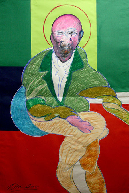 Francis Bacon, Figura seduta, pastello e collage su carta